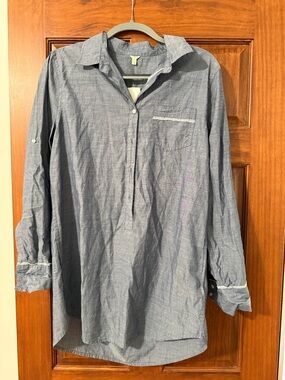 J. Crew Blue Chambray Button-Front Tunic Shirt